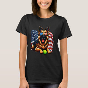 Camiseta Óculos de Sol Patrióticos Bola de Tênis Pastor Ale