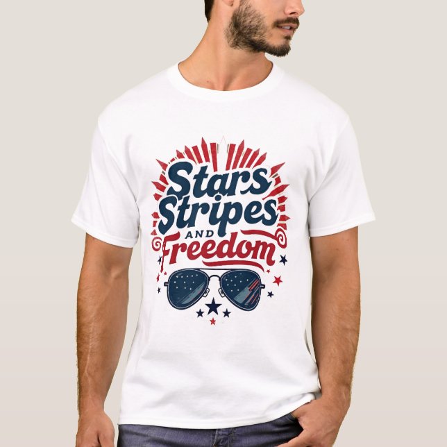 Camiseta Óculos de sol patrióticos e livres (Frente)