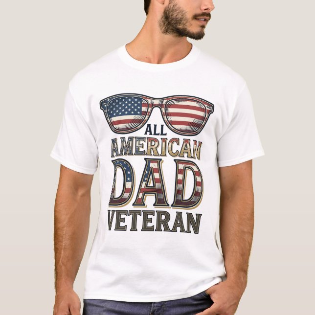 Camiseta Óculos de sol patrióticos para veteranos All Ameri (Frente)