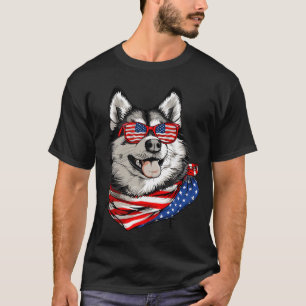 Camiseta Óculos de Sol Patrióticos Pet Bandeira dos EUA Ala