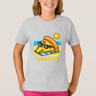 Camiseta Óculos de Sol Pizza Relaxando na Praia