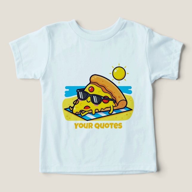 Camiseta Óculos de Sol Pizza Relaxando na Praia (Design frontal)