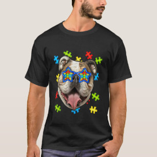 Camiseta Óculos de sol puzzle de autismo de Bulldog Inglês