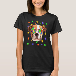 Camiseta Óculos de sol puzzle de cachorro Bulldog Inglês au