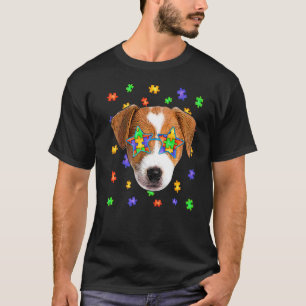 Camiseta óculos de sol quebra-cabeça do cão Jack Russell Te
