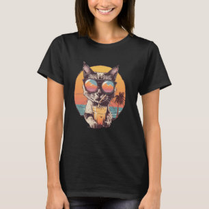 Camiseta Óculos de Sol Reflexivos de Férias de Verão na Pra