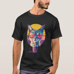 Camiseta Óculos de Sol Reflexivos de Férias de Verão na Pra