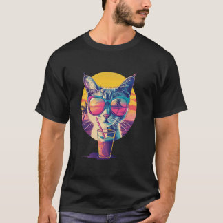 Camiseta Óculos de Sol Reflexivos de Férias de Verão na Pra