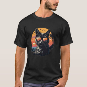 Camiseta Óculos de Sol Reflexivos de Férias de Verão na Pra