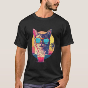 Camiseta Óculos de Sol Reflexivos de Férias de Verão na Pra