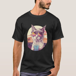 Camiseta Óculos de Sol Reflexivos de Férias de Verão na Pra