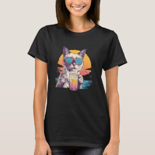 Camiseta Óculos de Sol Reflexivos de Férias de Verão na Pra