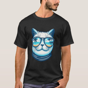 Camiseta Óculos de Sol Reflexivos de Férias de Verão na Pra