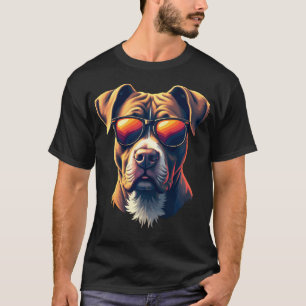 Camiseta Óculos de Sol Retrô American Pit Bull Terrier Pitt