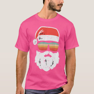 Camiseta Óculos de Sol Retrô Face de Papai Noel Natal Xmas