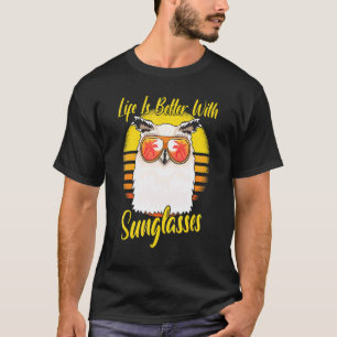 Camiseta Óculos de Sol Retro Férias na Praia do Pôr do Sol