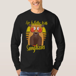 Camiseta Óculos de Sol Retro Férias na Praia do Pôr do Sol