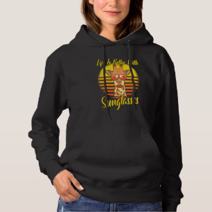 Camiseta Óculos de Sol Retro Férias Praia Pôr do Sol Girafa