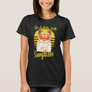 Camiseta Óculos de Sol Retro Férias Praia Pôr do Sol Hamste