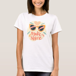 Camiseta Óculos de Sol Retrô Fofo Citação Faça-Me Brilhar