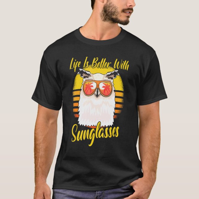 Camiseta Óculos de sol Retro Sunset Beach Frota Coruja (Frente)