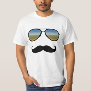 Camiseta Óculos de sol retros engraçados com Moustache