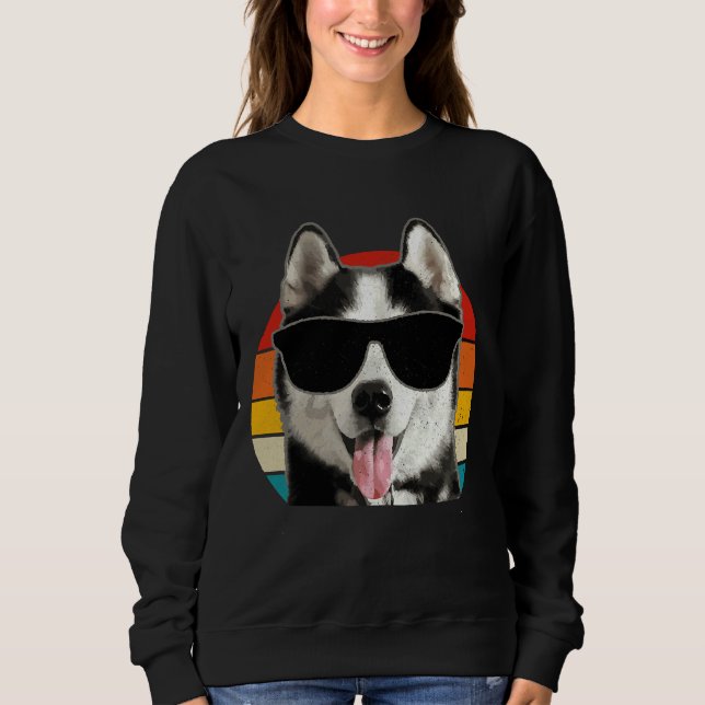 Camiseta Óculos de sol Siberian Husky Engraçado (Frente)