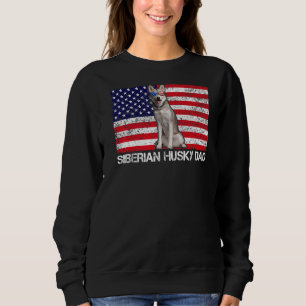 Camiseta Óculos de sol Siberian Husky Pai Flag American Usa