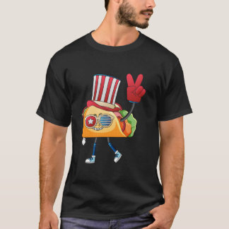 Camiseta Óculos de Sol Taco Bandeira Americana EUA 4 De Jul