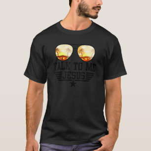 Camiseta Óculos de Sol Talk To Me Jesus Bandeira EUA Cristã