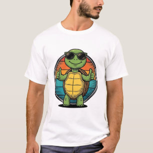 Camiseta Óculos de Sol Tartaruga Legal Vintage Design Vetor