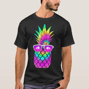 Camiseta Óculos de Sol Tie Dye de Abacaxi de Verão Fruta Tr