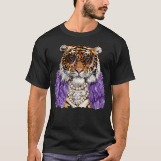 Camiseta Óculos de Sol Tigre Leopard Boujee Engraçado Anima