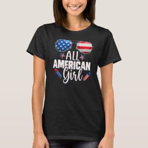 Camiseta Óculos De Sol Toda Garota Americana 4 De Julho Fil
