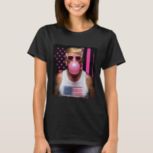 Camiseta Óculos de Sol Trump Bubble Gum Rosa Bandeira EUA E