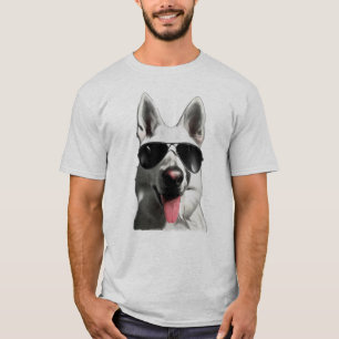 Camiseta Óculos de sol vesti de German shepherd branco