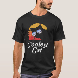 Camiseta Óculos de Sol Vintage Coolest Cat Oitenta Retrô Di
