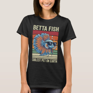 Camiseta Óculos de Sol Vintage Peixe Betta Retro Pôr do Sol