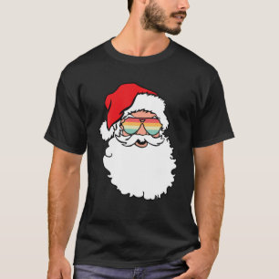 Camiseta Óculos de Sol Vintage Retrô com Rosto do Papai Noe