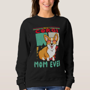 Camiseta Óculos de Sol Vintage Retro Melhor Mãe Corgi Cacho