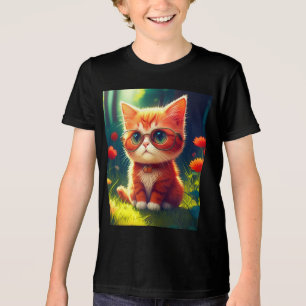 Camiseta Óculos de Visto de Gatinhos Vermelhos-365478