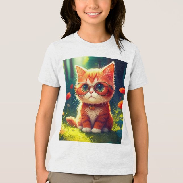 Camiseta Óculos de Visto de Gatinhos Vermelhos-365478 (Frente)