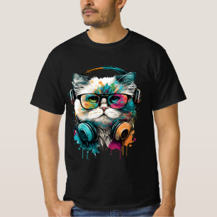 Camiseta Óculos e auscultadores para Vestir Gatos