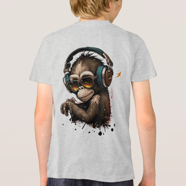 Camiseta Óculos e Fones de ouvido de macacos Vestindo (Verso)