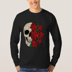 Camiseta Óculos E Rosas Halloween Ossos Do Esqueleto Homens