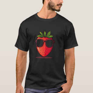 Camiseta Óculos elegantes Frutas Morango para um visual Cas