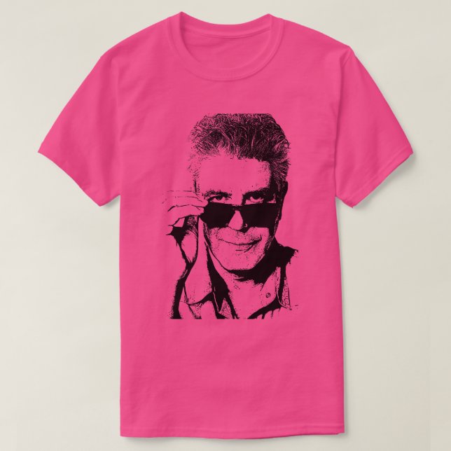 Camiseta óculos escuros anthony bourdain 1 (Frente do Design)