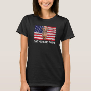 Camiseta Óculos escuros Dachshund Mãe Bandeira Americana Cã