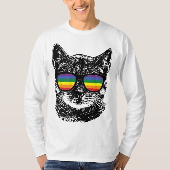 Camiseta Óculos escuros engraçados do Orgulho gay LGBT do a (Frente)