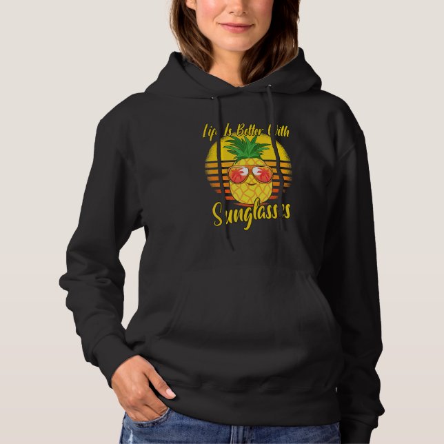 Camiseta Óculos escuros Retro Sunset Beach Vacing Pineapple (Frente)